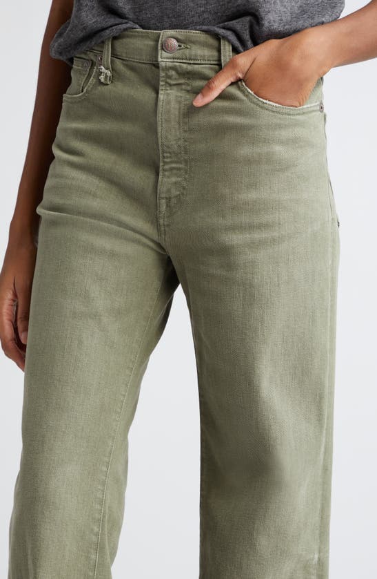 Shop R13 Jane Distressed Straight Leg Jeans In Olive Green Stretch