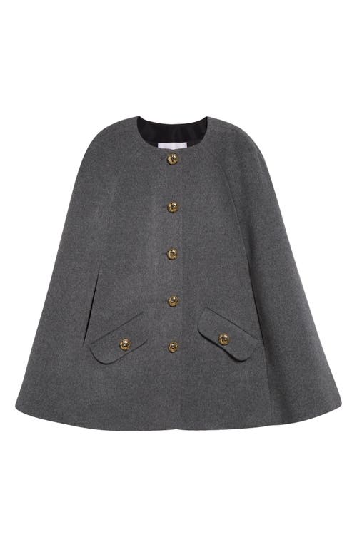 Shop Carolina Herrera Virgin Wool & Cashmere Cape Coat In Melange Grey