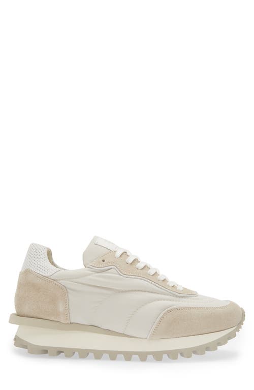 Shop Eleventy Mixed Media Runner Sneaker In Sand And White