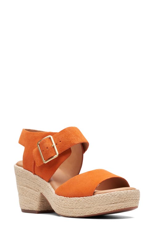 Clarks(r) Kimmei Block Heel Platform Sandal in Orange Suede