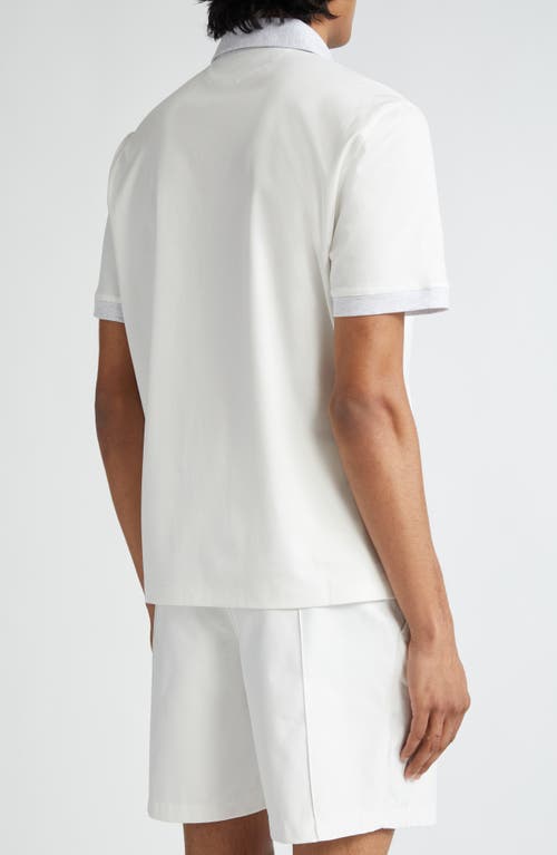 Shop Brunello Cucinelli Logo Patch Cotton Polo In Cvl41 Off White/perla/bianco