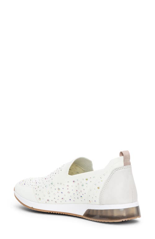 Ara Layton Rhinestone Slip-on Shoe In White Wovenstretch W/stones