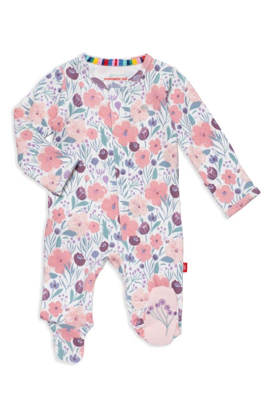 Shop Magnetic Me Whistledon Floral Organic Cotton Footie In White Multi
