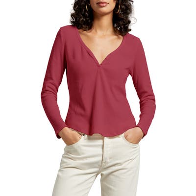 Michael Stars Briann Thermal Henley Tee, Red