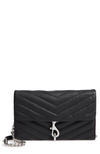 Rebecca Minkoff Edie Quilted Leather Crossbody Wallet In Black