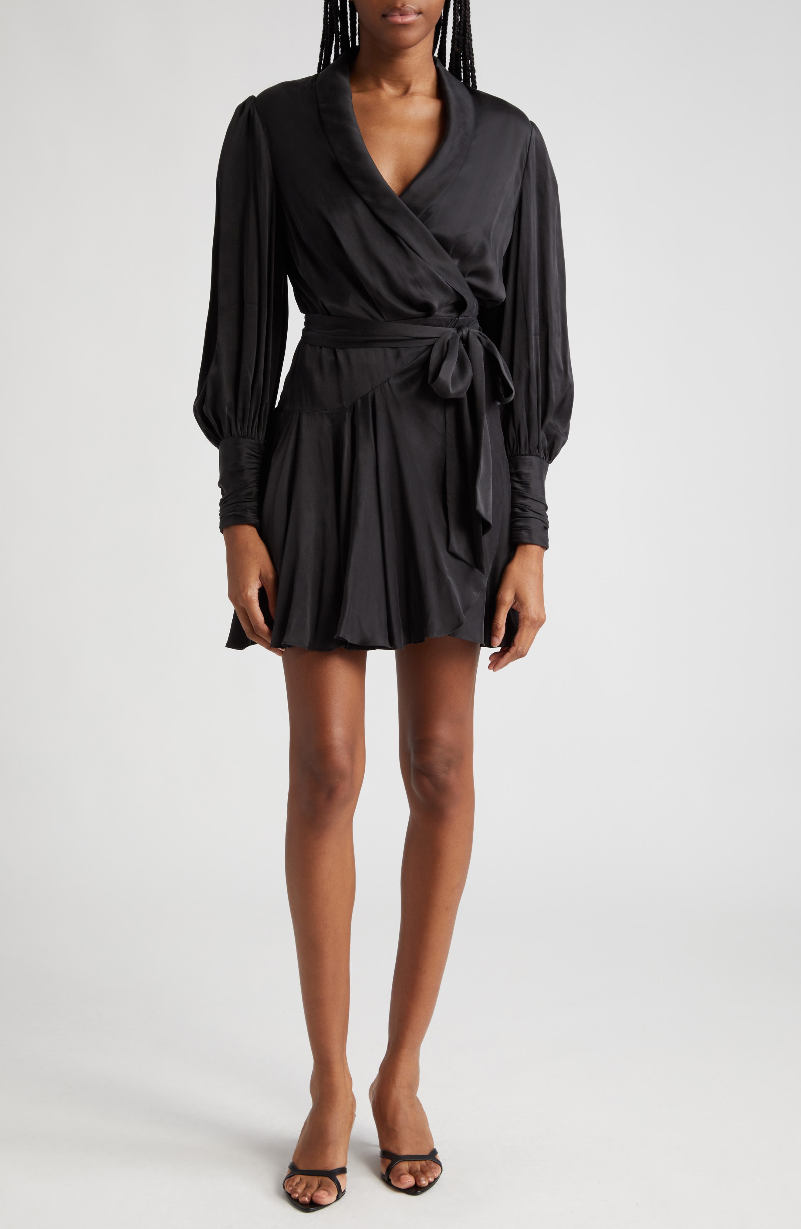 Zimmermann Long Sleeve Silk Wrap Minidress | Nordstrom