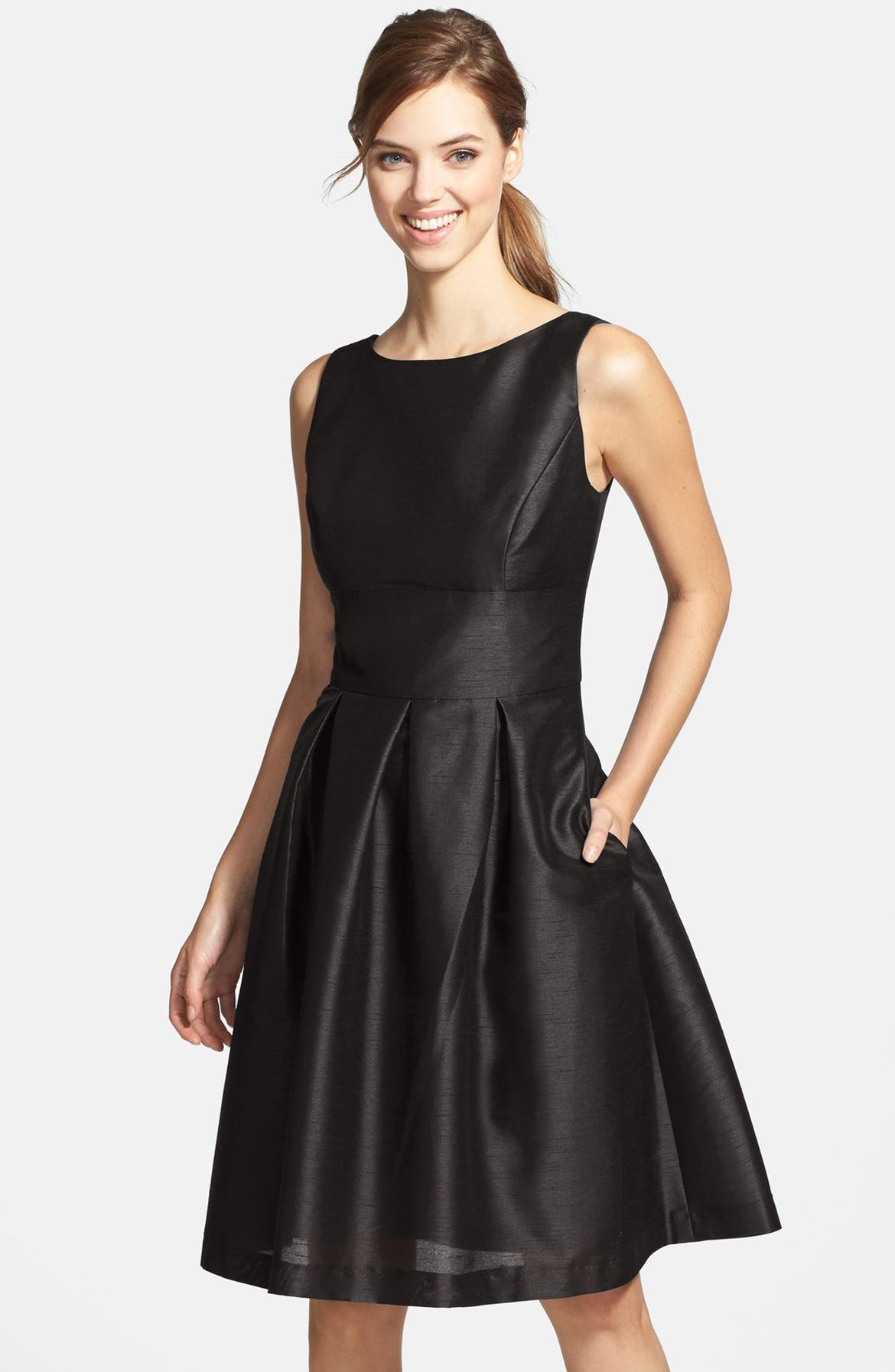 Alfred Sung Dupioni Fit & Flare Dress | Nordstrom