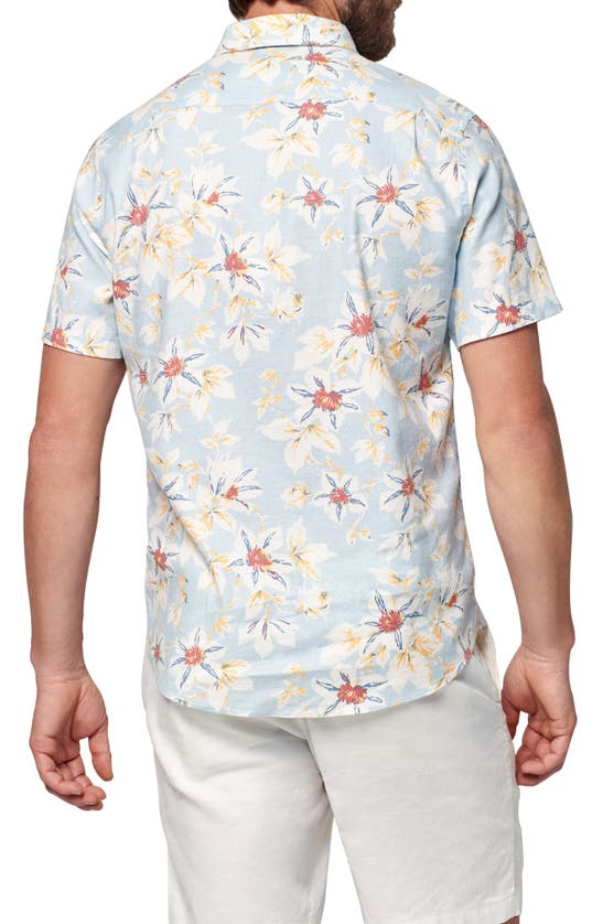 Shop Faherty Breeze Short Sleeve Button-up Shirt In Blue Sky Floral