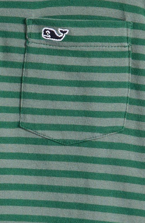 Shop Vineyard Vines Kids' Island Stripe Pocket Polo In Schooner Stripe Green