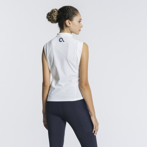 Avi Pickleball Volley Zip Sleeveless In White Lotus