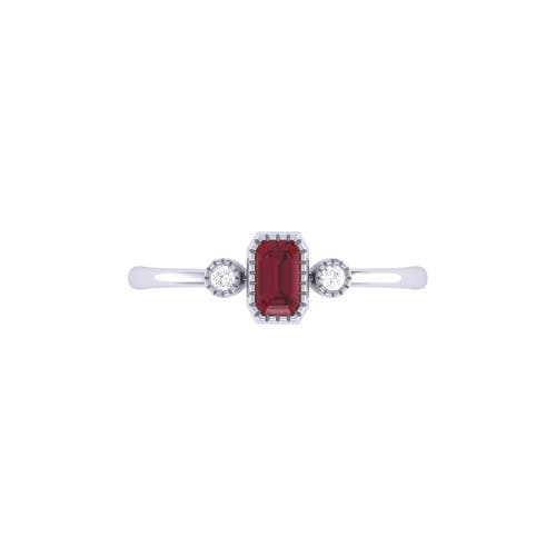 Shop Luvmyjewelry Emerald Cut Ruby & Diamond Birthstone Ring In White Gold