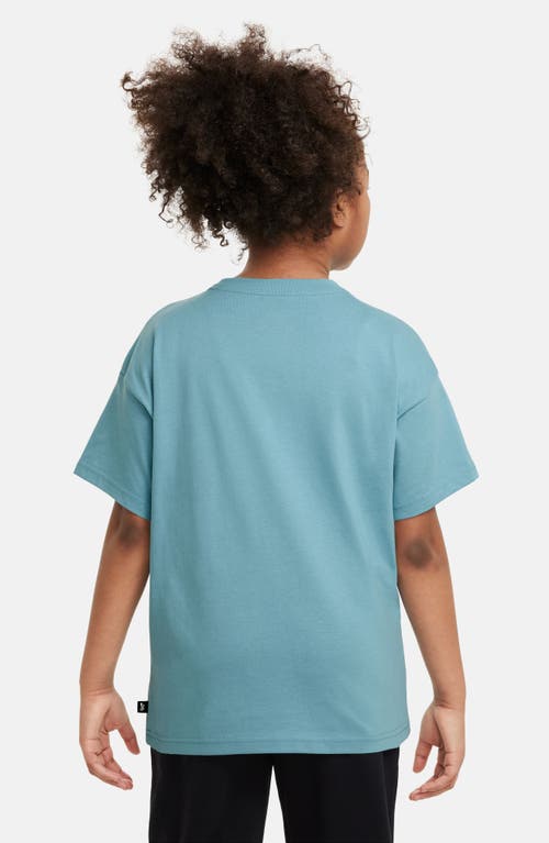 Shop Nike Kids' Sportswear Logo Cotton Graphic T-shirt In Denim Turquoise