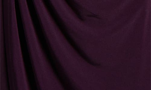 Connected Apparel Chiffon Sleeve Faux Wrap Dress In Aubergine
