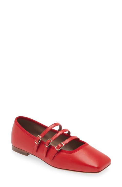 Shop Mansur Gavriel Square Toe Mary Jane Flat In Poppy