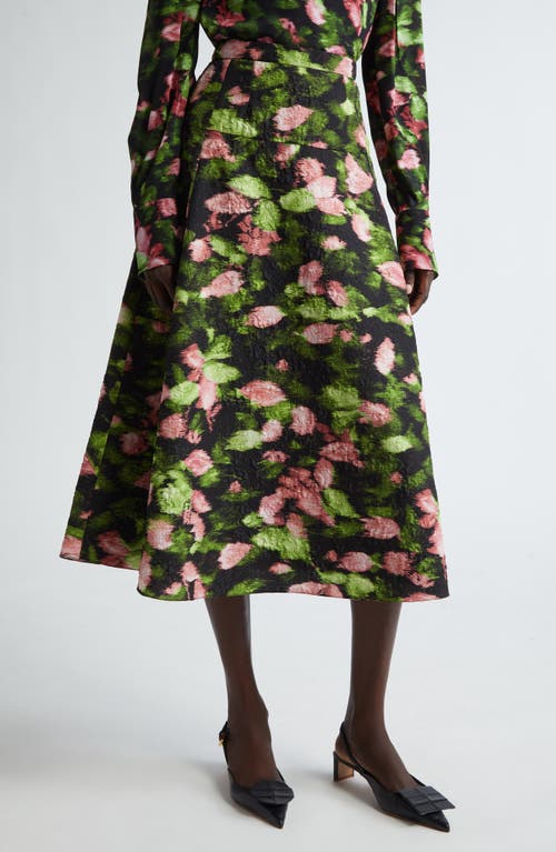 Shop Erdem Blurred Floral Print Jacquard A-line Skirt In Black