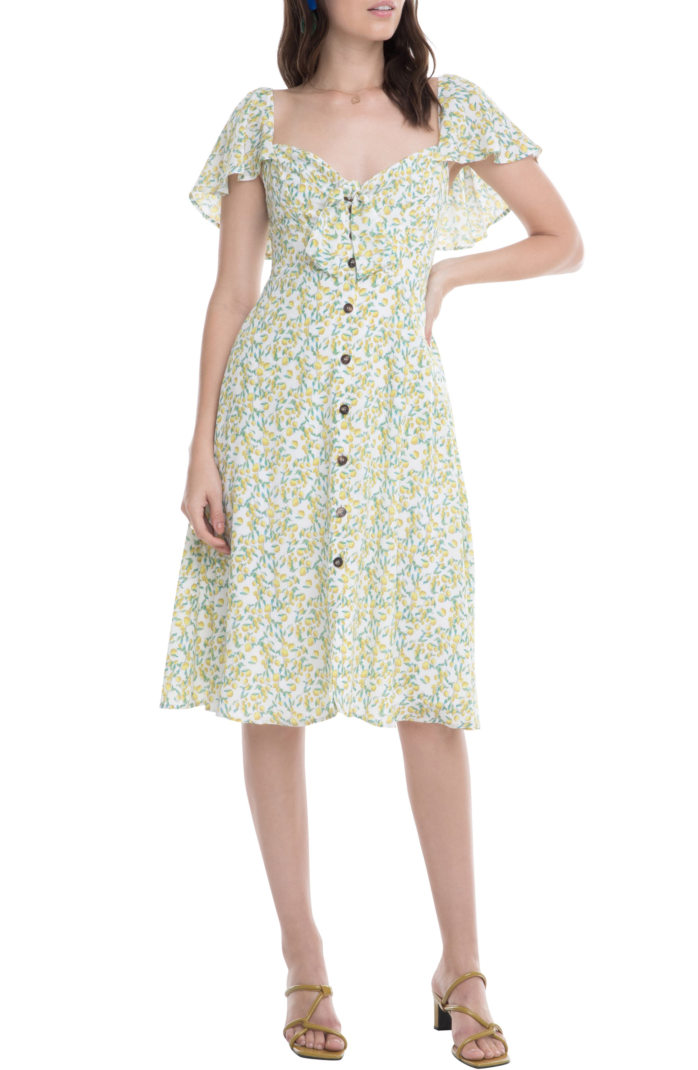 Astr The Label Rachelle A-Line Dress, Yellow