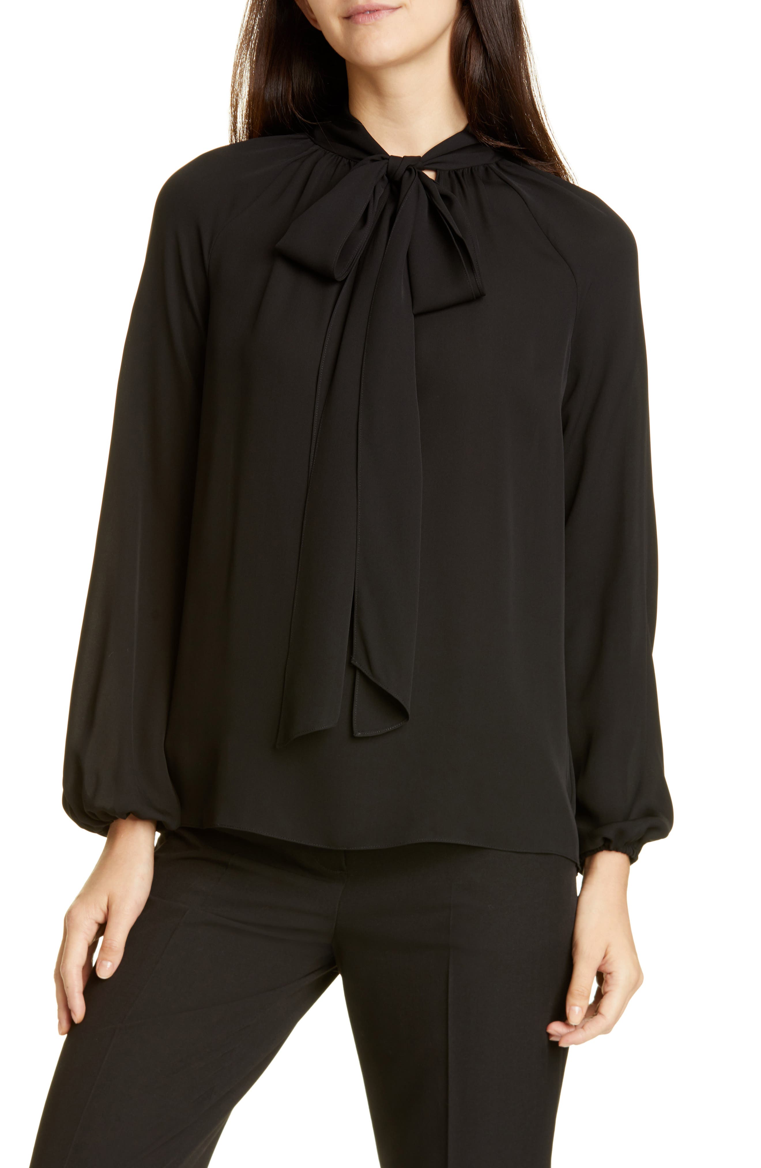 Theory | Tie Neck Silk Georgette Blouse | Nordstrom Rack