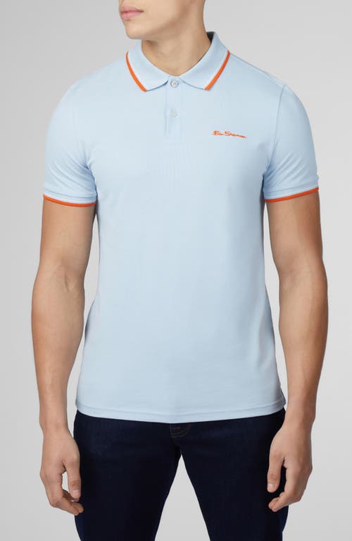 Signature Tipped Organic Cotton Piqué Polo in Pale Blue