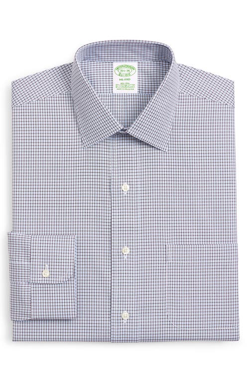 Brooks Brothers Milano Trim Fit Check Dress Shirt in Open Blue at Nordstrom, Size 15.5 - 33