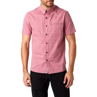 7 Diamonds Liquidator Slim Fit Check Short Sleeve Button-Up Sport Shirt, Purple