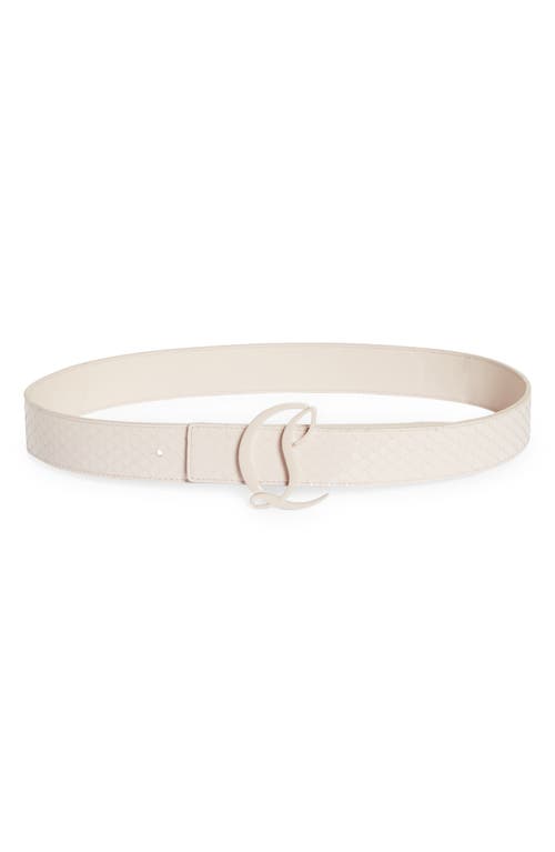 CL Logo Snake Embossed Leather Belt in F611 Leche/Leche