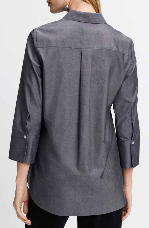 Shop Foxcroft Madison Popover Cotton Oxford Shirt In Charcoal