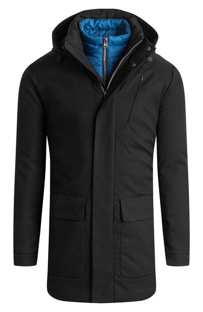 Click to view more detailed imagery on our partner's website Bugatchi Water Resistant Hooded Parka In Black
