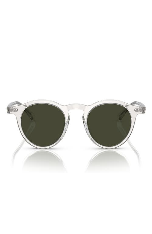 Shop Oliver Peoples Op-13 47mm Polarized Round Sunglasses In Dark Grey/transparent