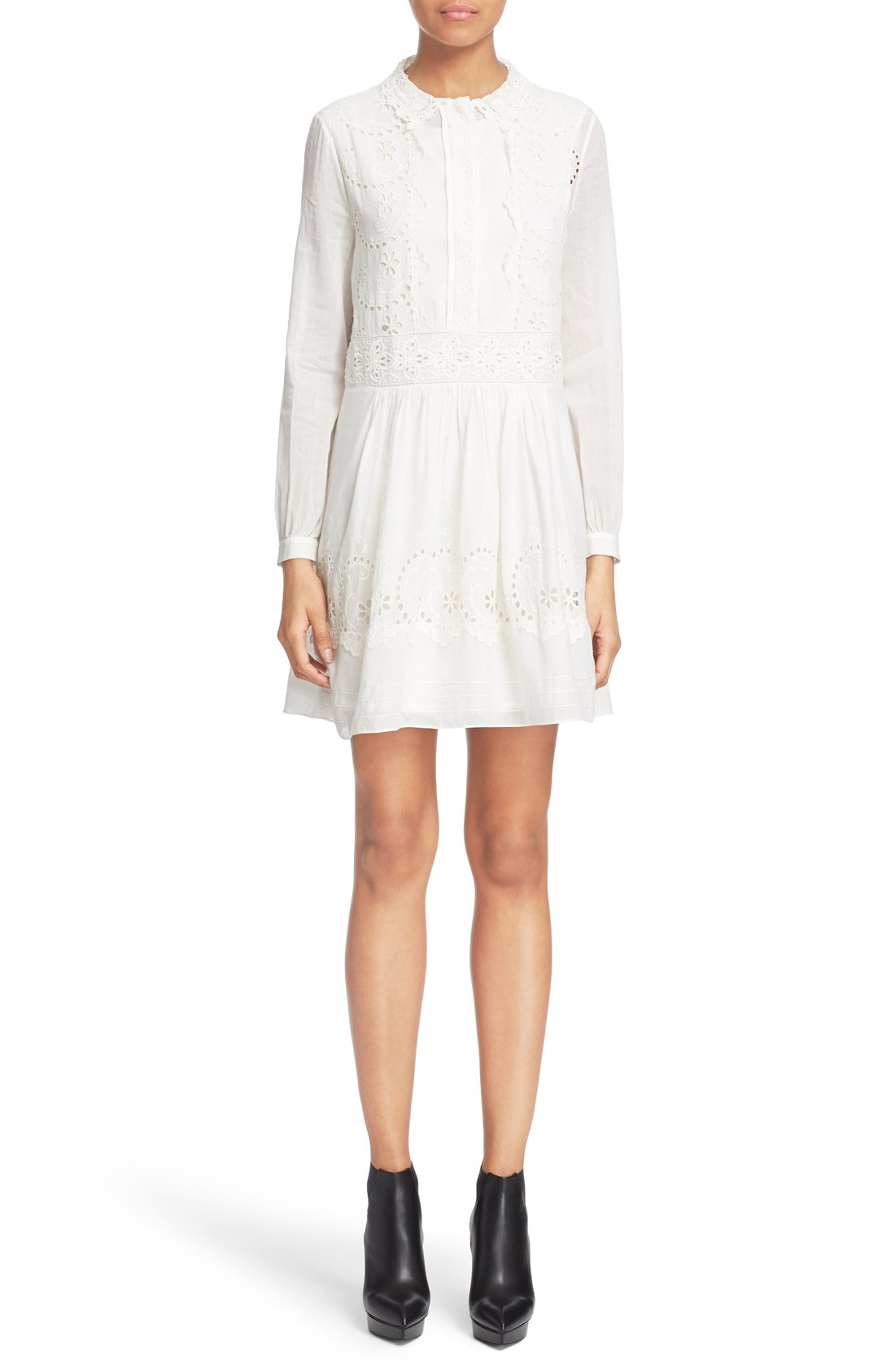 Saint Laurent English Lace Cotton Voile Dress | Nordstrom