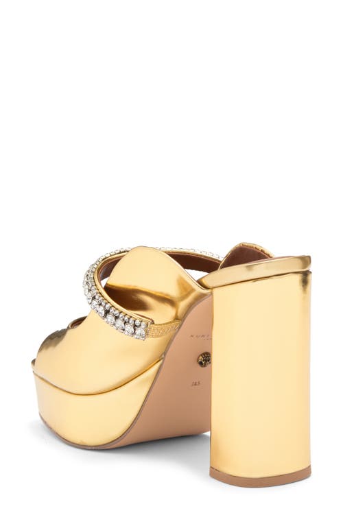 Kurt Geiger London Duke Platform Peep Toe Mule In Gold