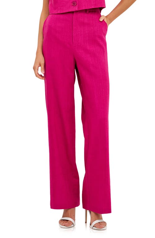 Endless Rose Wide Leg Linen Blend Trousers in Berry