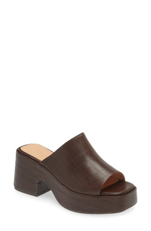 Shop Chocolat Blu Helia Platform Sandal In Brown Embossed Crocodile