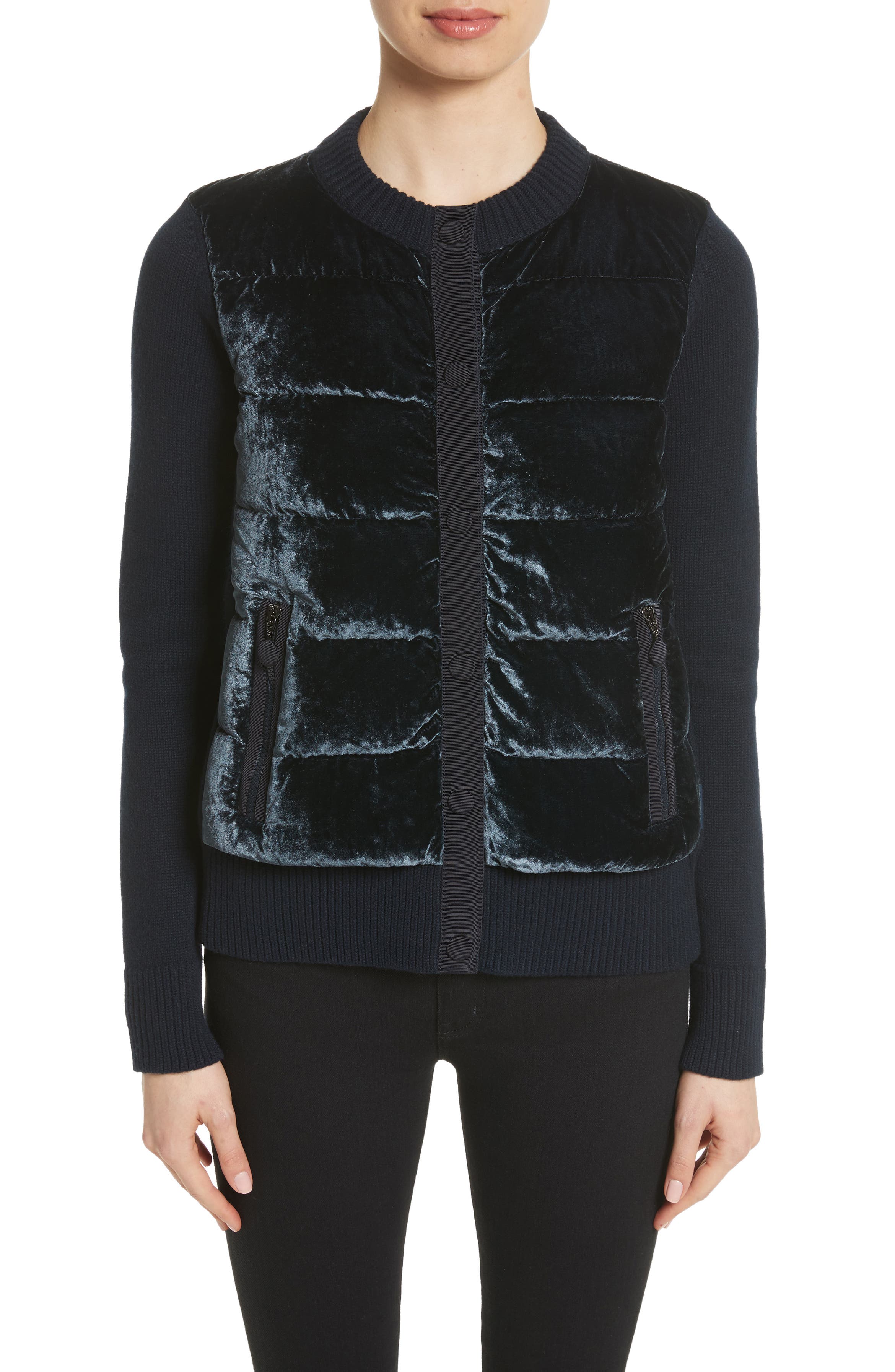 Moncler Quilted Velvet & Knit Cardigan Nordstrom