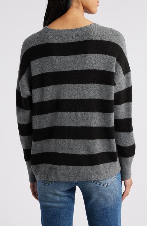 Shop Zoe And Claire Stripe Crewneck Sweater In Grey