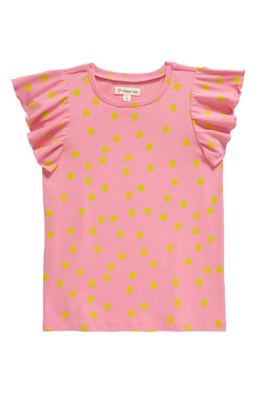 Tucker + Tate Kids' Print Ruffle Sleeve T-Shirt in Pink Cosmos Scatter Dot