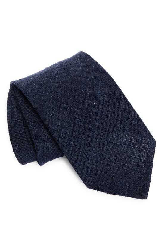 Shop Thom Sweeney Silk & Linen Knit Tie In Navy