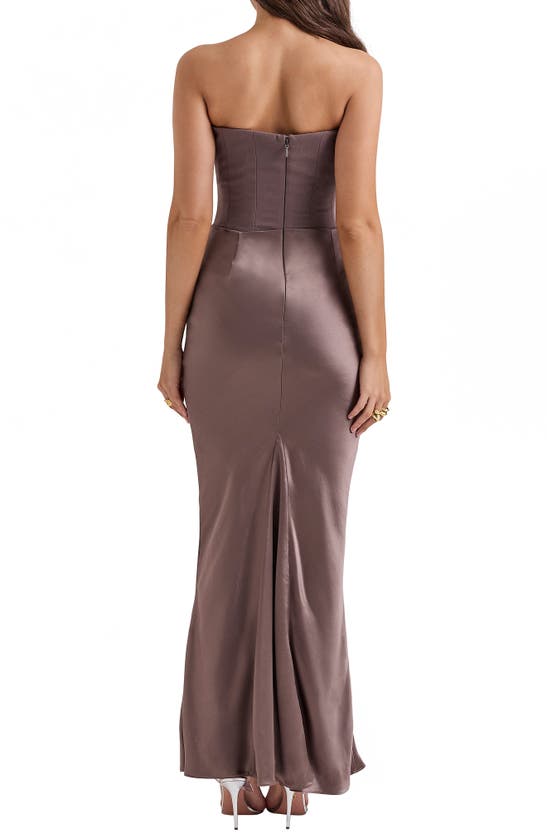 House Of Cb Persephone Strapless Satin Corset Cocktail Dress In Pebble Grey