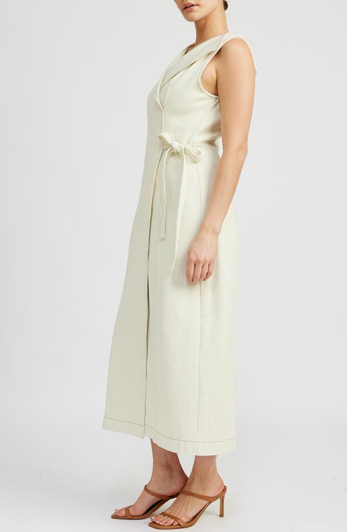 Shop En Saison Areli Denim Faux Wrap Dress In Ivory