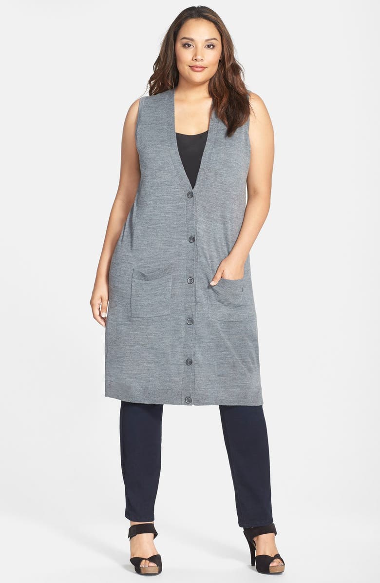 Halogen® Wool Blend Long Sweater Vest (Plus Size) | Nordstrom