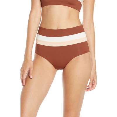 L Space Portia Reversible High Waist Stripe Bikini Bottoms