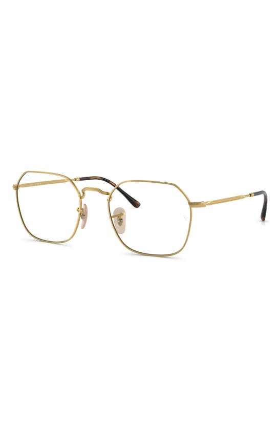 Shop Ray Ban Ray-ban Jim 51mm Irregular Optical Glasses In Gold Flash