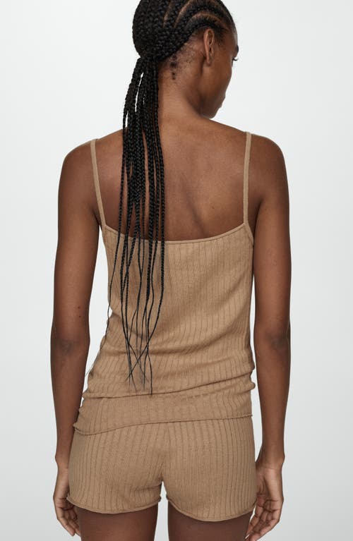 Shop Mango Rib Knit Camisole In Light/pastel Brown