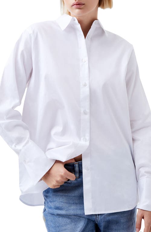 Shop French Connection Alexis Cotton Poplin Button-up Shirt In Linen White