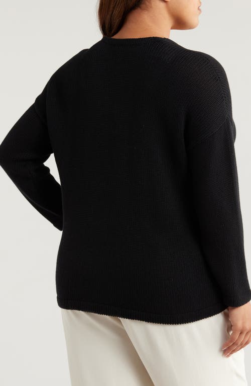 Shop Eileen Fisher Organic Cotton V-neck Sweater In Black