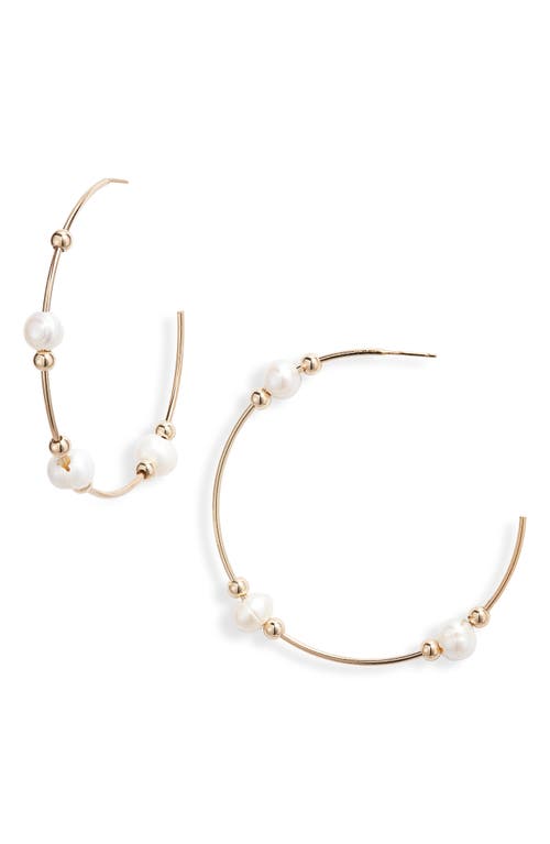 Vivi Freshwater Pearl Hoop Earrings in Gold