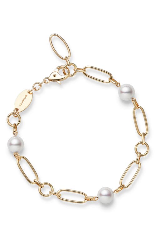 M Collection Cultured Pearl Station Bracelet in 18Ky