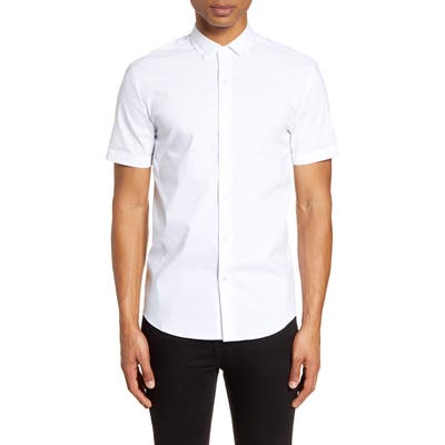 Topman Short Sleeve Button-Down Shirt, White