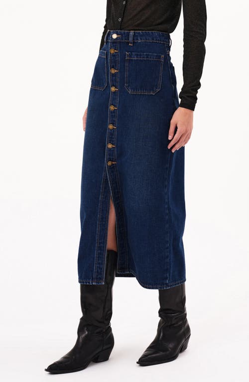 Shop Rolla's Sailor Button Front Denim Midi Skirt In Dark Vintage Indigo