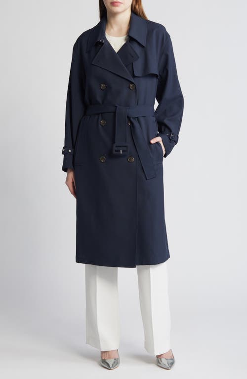 Double Breasted Trench Coat in Nocturne Navy