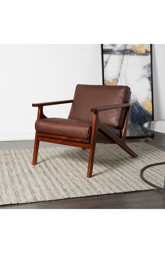 Shop Willow Row Leather Accent Chair In Dark Brown